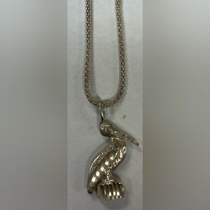VINTAGE AMAZING SILVER PELICAN PENDANT SILVER CHAIN NECKLACE MADE IN ITALY